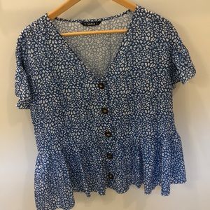 Blue and White button down Top